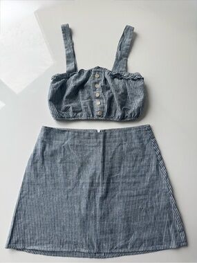 Reformation Blue and White Striped Two-Piece Skirt Set